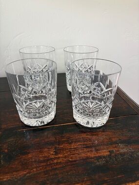 Waterford  cut crystal Double Old Fashioned Tumblers - Set of 4. Letter S